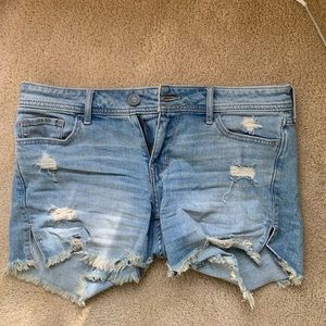Distressed jean shorts